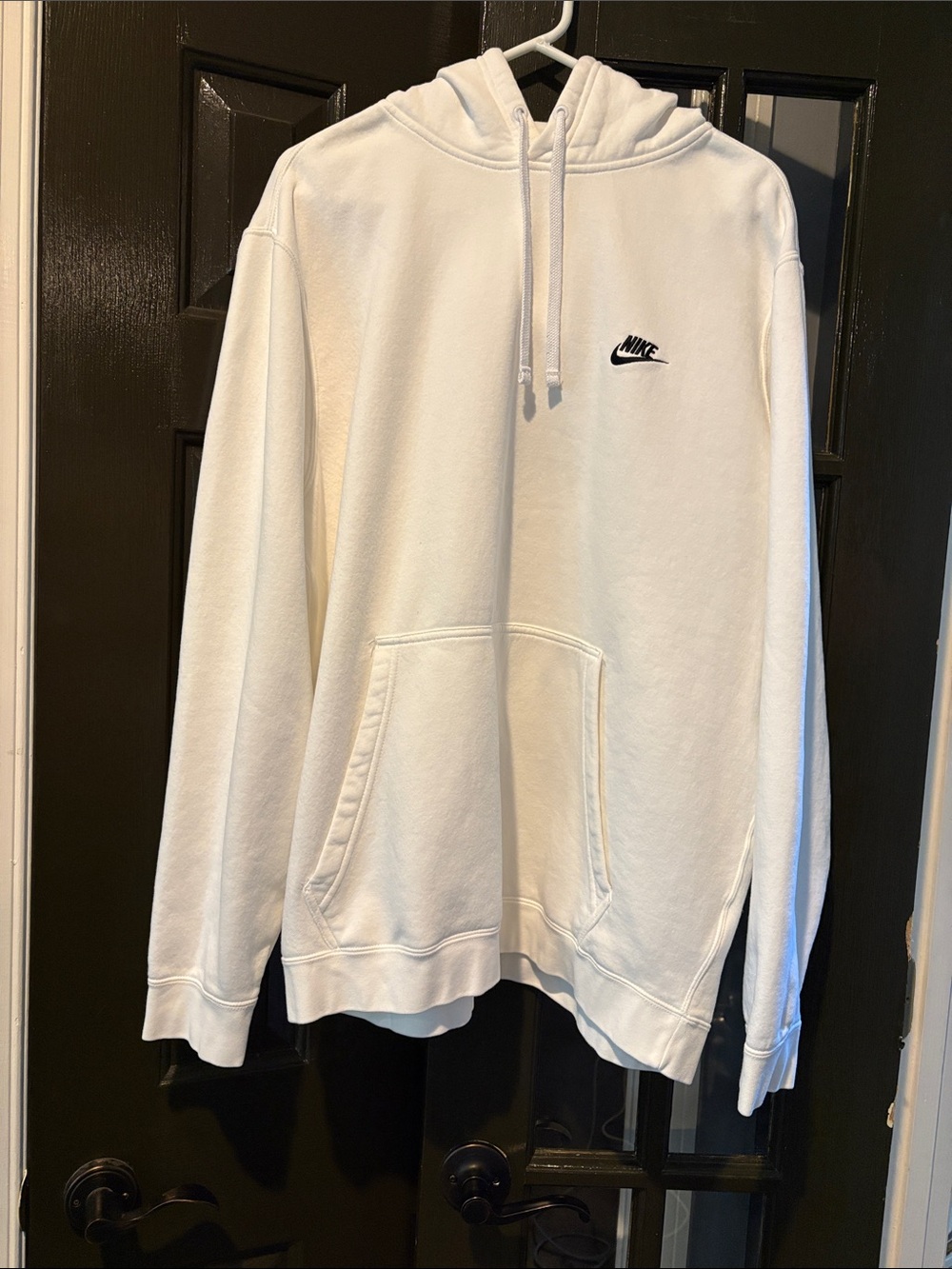 Nike White Pullover Hoodie with Black Logo